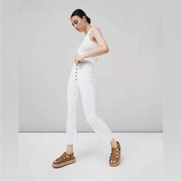 RAG and BONE Casey Flare High Rise Ankle Flare Jean Optic White Sz 30 NEW - Picture 2 of 15